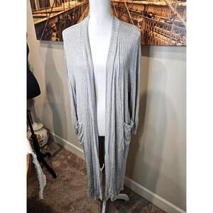 Nwt Anthropologie W5 Light Gray Ribbed Cardigan Duster